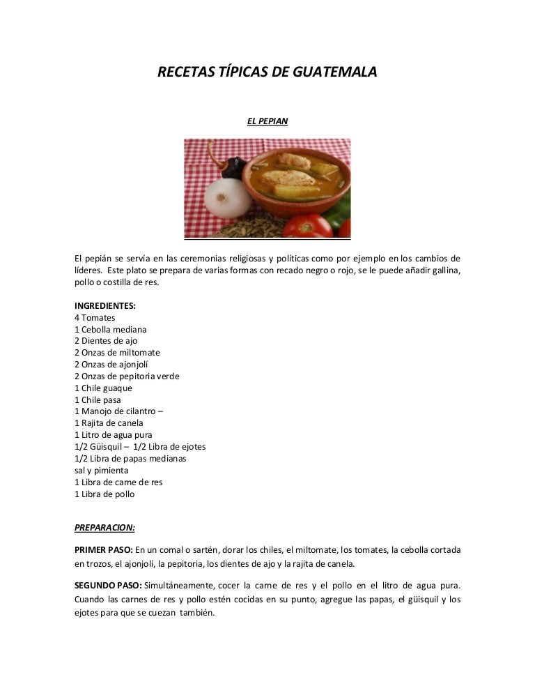 recetas de comidas guatemaltecas faciles de hacer